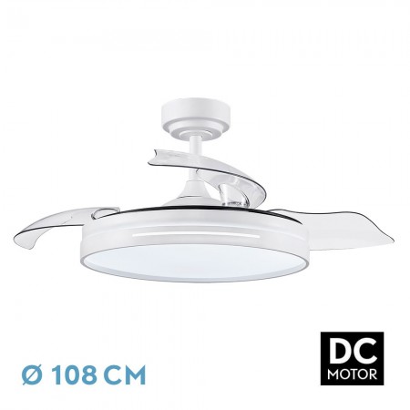 Fabrilamp Micenas Ventilateur de Plafond Rétractable Blanc Ø108cm