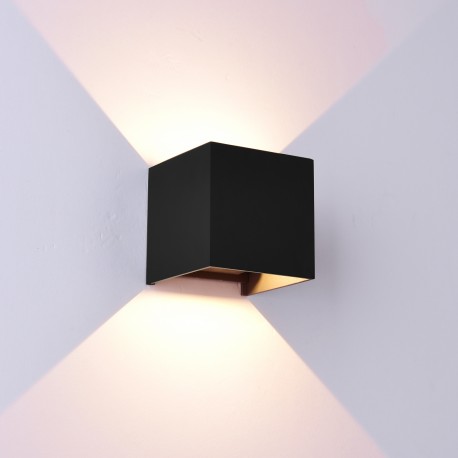 Aplique de Pared Exterior LED Mantra Davos Negro Cuadrado 2700K 12W Dimable
