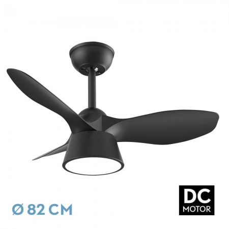 Ventilateur de Plafond Fabrilamp Cubico DC Noir 82cm 3 Pales