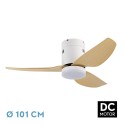 Ventilateur de Plafond Fabrilamp Borax DC Blanc/Hêtre 101cm 3 Pales