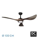 Ventilateur de Plafond Fabrilamp Viana DC Noir/Chêne 3 Pales Ø 132cm