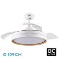 Ventilateur de plafond Fabrilamp Nalon Blanc/Hêtre rétractable Ø109cm