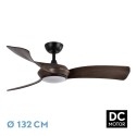 Ventilateur de Plafond Fabrilamp Cerdeña DC Noir/Chêne 3 Pales Ø 132cm