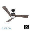 Ventilateur de Plafond Fabrilamp Orinoco DC Noir/Chêne 3 Pales Ø 107cm