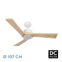 Ventilateur de Plafond Fabrilamp Orinoco DC Blanc/Hêtre 3 Pales Ø 107cm