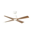 Faro Typhoon Ventilateur De Plafond 130cm Blanc/Bois Ip44 Avec Lumière Smart Fan