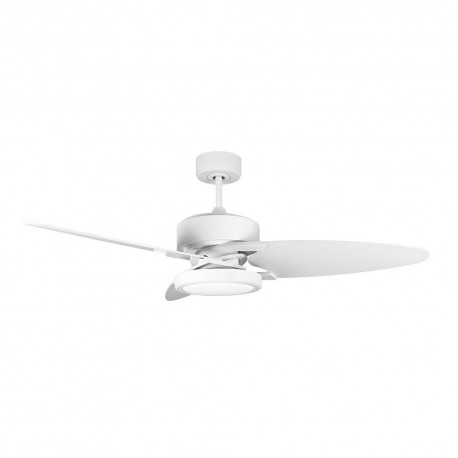 Ventilateur de Plafond Fabrilamp Cross Blanc Pales Blanc/Hêtre Ø132cm