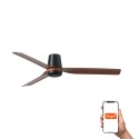 Ventilateur de Plafond Faro Punt Tub Tuya Smart Ø130cm Noir/Noyer Sans Lumière