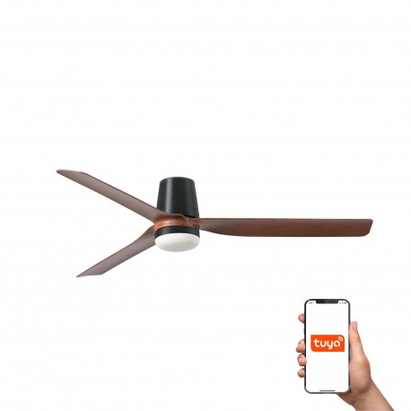 Ventilador de Techo Faro Punt Tub Tuya Ø130cm Negro/Nogal 18W CCT