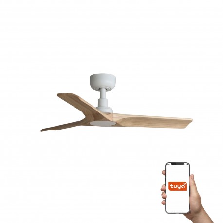Ventilador de Techo Faro Heywood Tuya Smart Ø90cm Blanco/Haya Sin Luz