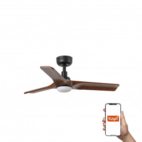 Ventilador de Techo Faro Heywood Tuya Smart Ø90cm Negro/Madera 10W CCT