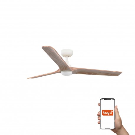 Ventilador de Techo Faro Heywood Tuya Smart Ø132cm Blanco/Haya 10W CCT