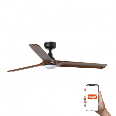 Ventilador de Techo Faro Heywood Tuya Ø132cm Negro/Madera 10W CCT