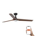 Ventilador de Techo Faro Heywood Tuya Ø132cm Negro/Madera 10W CCT