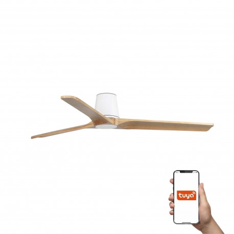 Ventilador de Techo Faro Heywood Tub Tuya 132cm Blanco/Haya Sin Luz