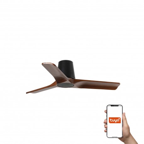 Ventilador de Techo Faro Heywood Tub Tuya 90cm Negro/Madera Sin Luz