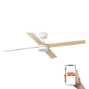 Ventilador de Techo Faro Rudder L4 Tuya Ø132cm Blanco Palas Blanco/Madera