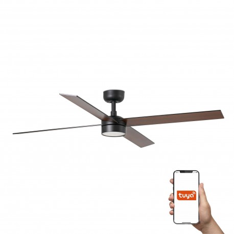 Ventilador de Techo Faro Rudder L4 Tuya Ø132cm Negro Palas Negro/Nogal