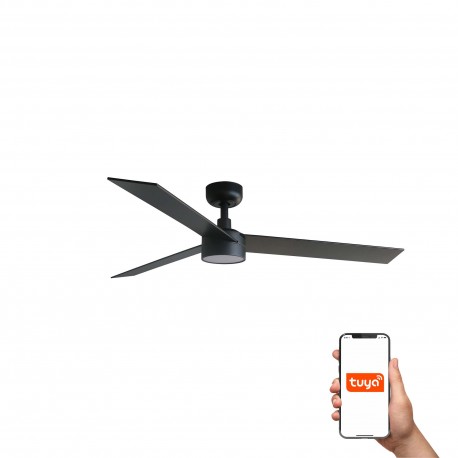 Ventilador de Techo Faro Rudder L3 Tuya Ø132cm Negro/Nogal Con Luz