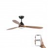 Ventilador de Techo Faro Poros WiZ Smart Negro 3 Palas 132cm
