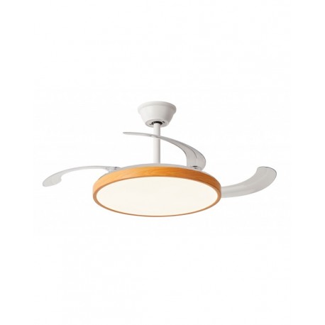 Ventilador de Techo Retráctil Led Bretaña 107cm Blanco/Madera 3 palas