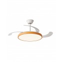 Ventilador de Techo Retráctil Led Bretaña 107cm Blanco/Madera 3 palas