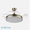 Ventilador de Techo Led Retractil Bayomo Motor DC Cuero Ø107cm