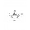 Ventilador de Techo Retráctil Vera DC Negro Diamante Ø108cm 4 Palas Con Luz