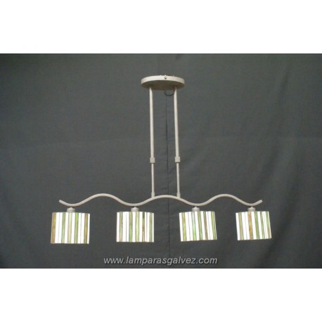 Lámpara Colgante Ovalado con Pantallas Tiffany Primavera 4 Luces