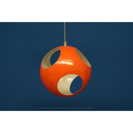 Lámpara Colgante Bola de Metal con Agujeros 25cm Naranja