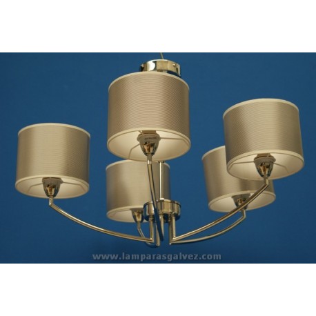 Lámpara de Brazos Cromo con Pantallas Redondas 5 Luces