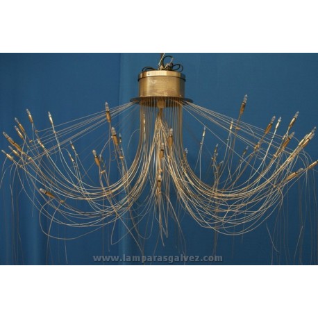 Lámpara de Brazos Níquel y Cable de Acero 48 Luces