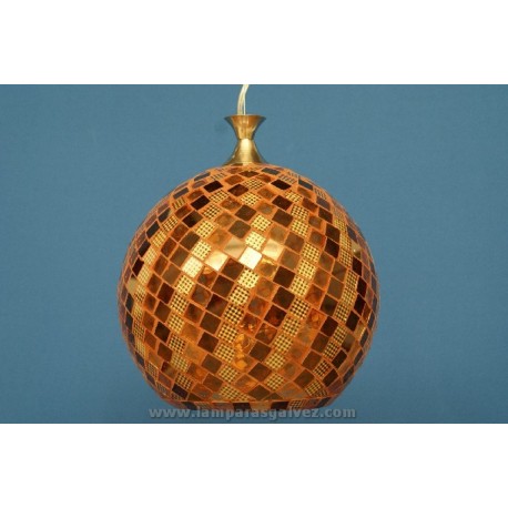 Lámpara Colgante Bola de Cristal Marrón Mosaico 30cm