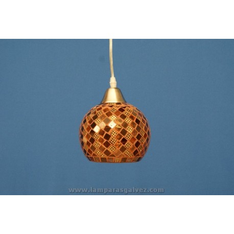 Lámpara Colgante Bola de Cristal Marrón Mosaico 15cm