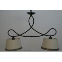 LAMPARA MARRON 2 LUCES CON PANTALLA BEIGE